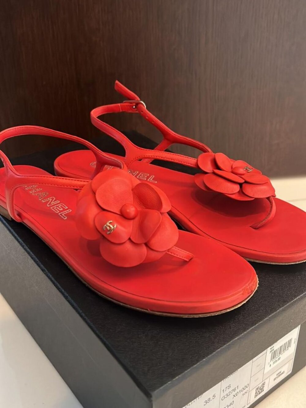 ChANEL Camellia Leather Sandals